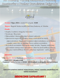 XV Otwarty Turniej Siatkówki Plażowej Amatorów o Puchar Burmistrza Rajgrodu