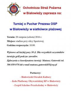 Puchar Prezesa OSP w Białowieży w siatkówce plażowej