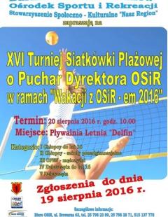 XVI Turniej Siatkówki Plażowej o Puchar Dyrektora OSiR
