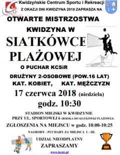 Otwarte Mistrzostwa Kwidzyna w Siatkówce Plażowej o Puchar KCSiR